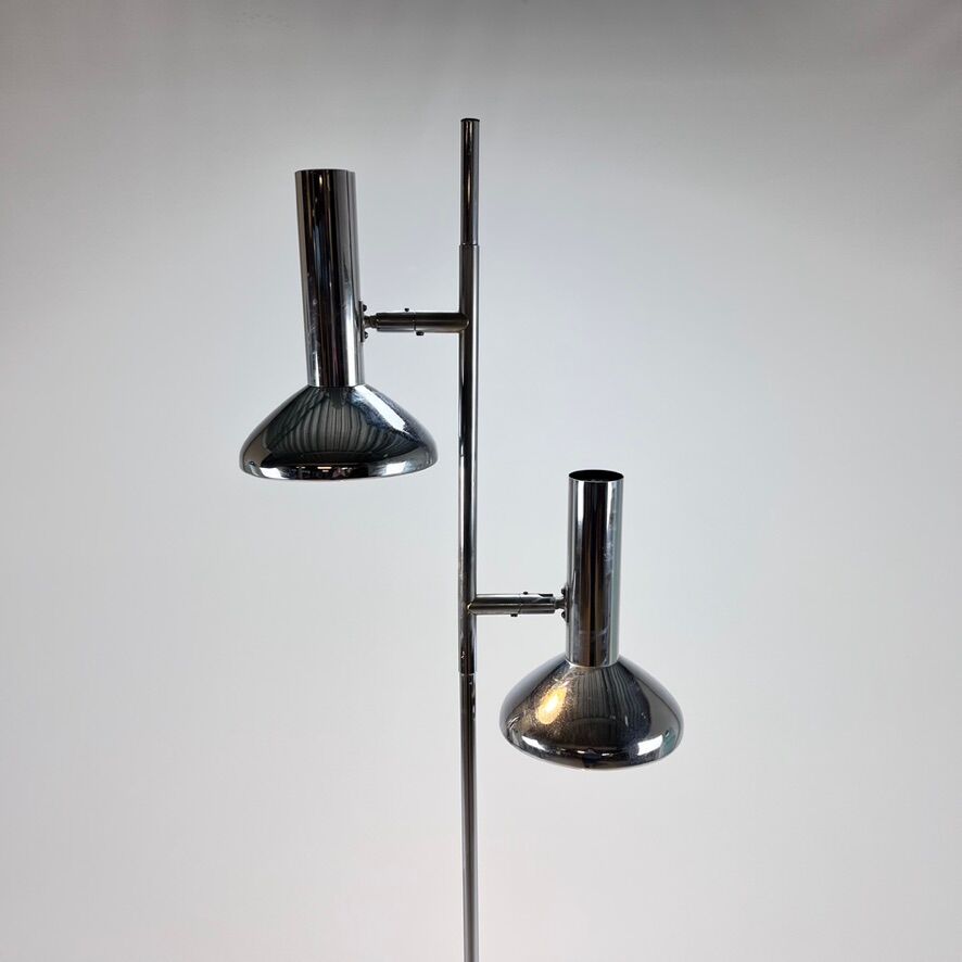 Chrome floorlamp with 2 Spots by Sölken Leuchten, 1960s