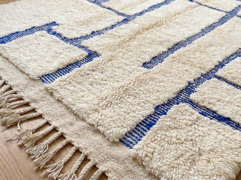 Traditional handmade pure wool Berber rug 2/3 m
