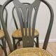 Lot de 6 chaises de salle à manger vintage en bois courbé gris : siège en rotin style Thonet
