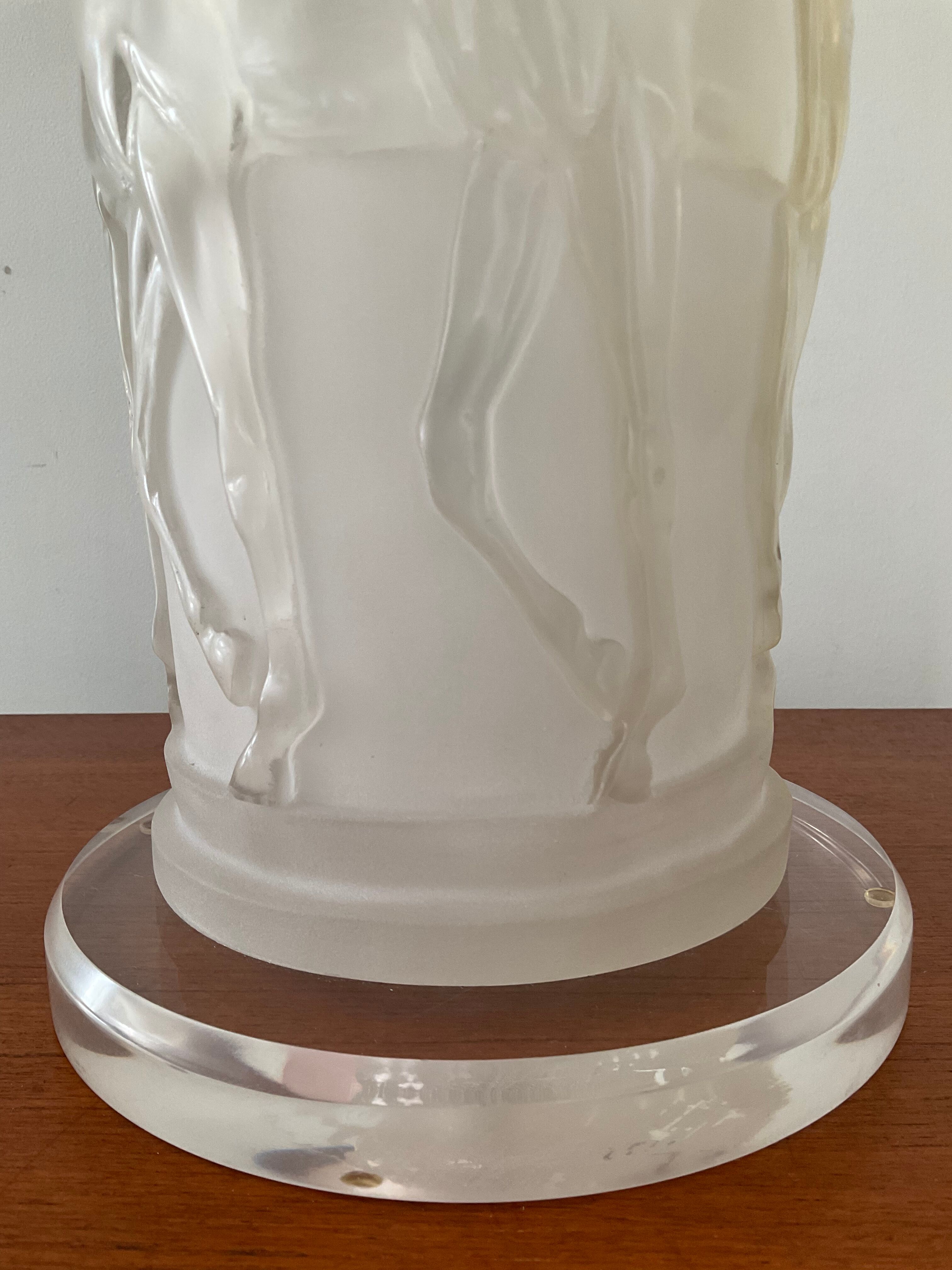 Lamp decorated with horses in plexiglass from the 70s