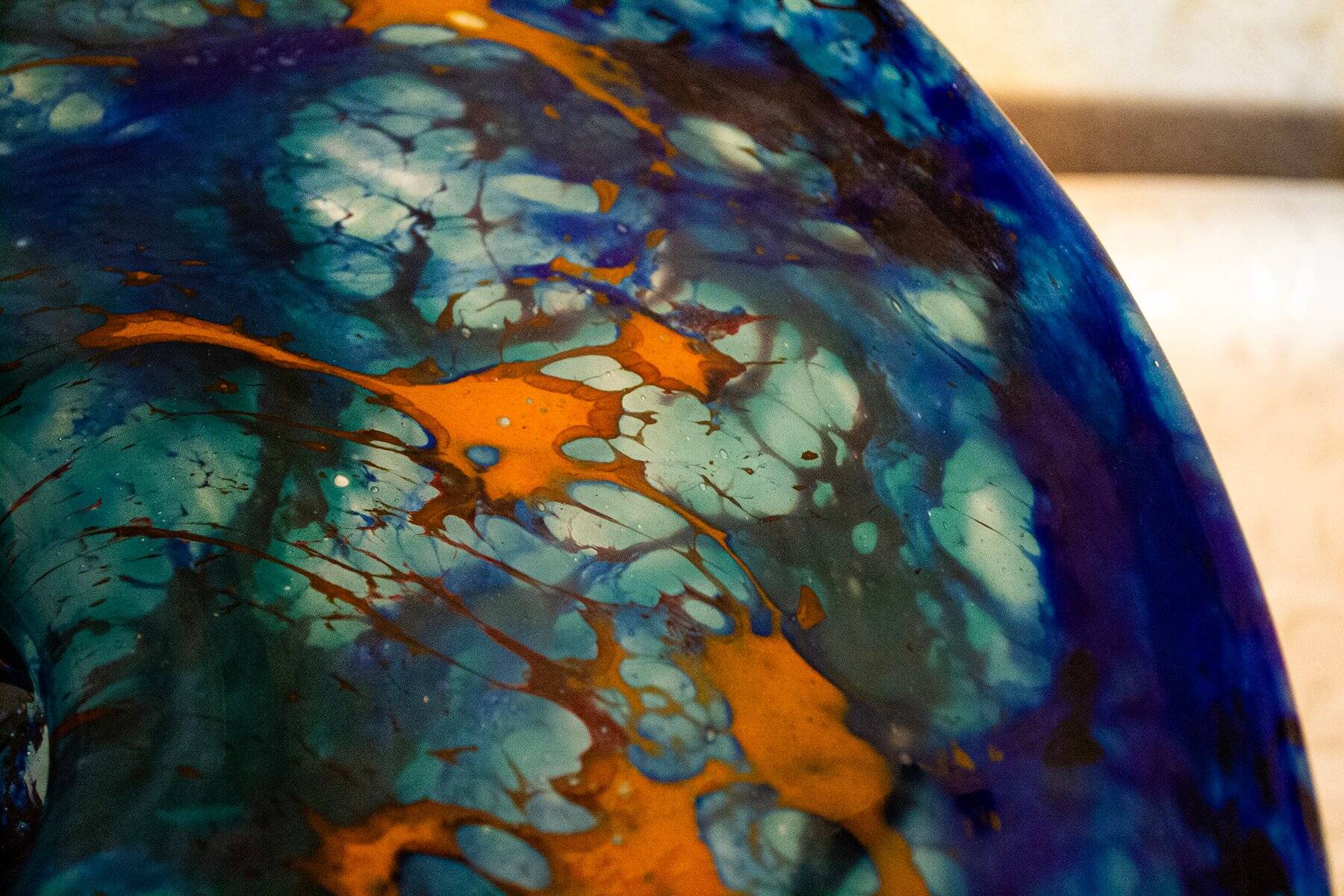 Art Nouveau blown glass centerpiece by Charles Schneider, France, 1920s