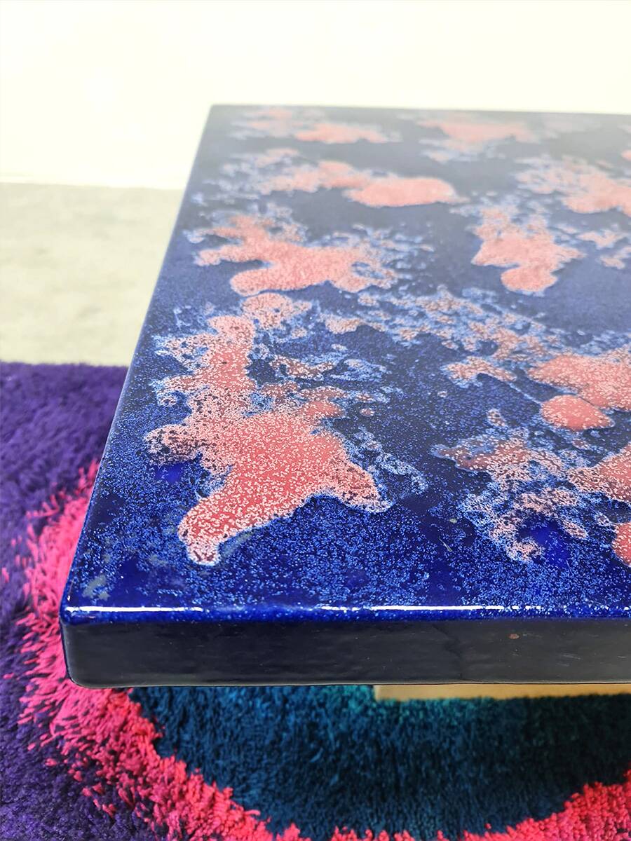 Vintage fat lava ceramic coffee table 1960s