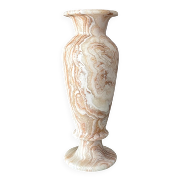 Vase en marbre onyx vintage sur piédestal – 26 cm