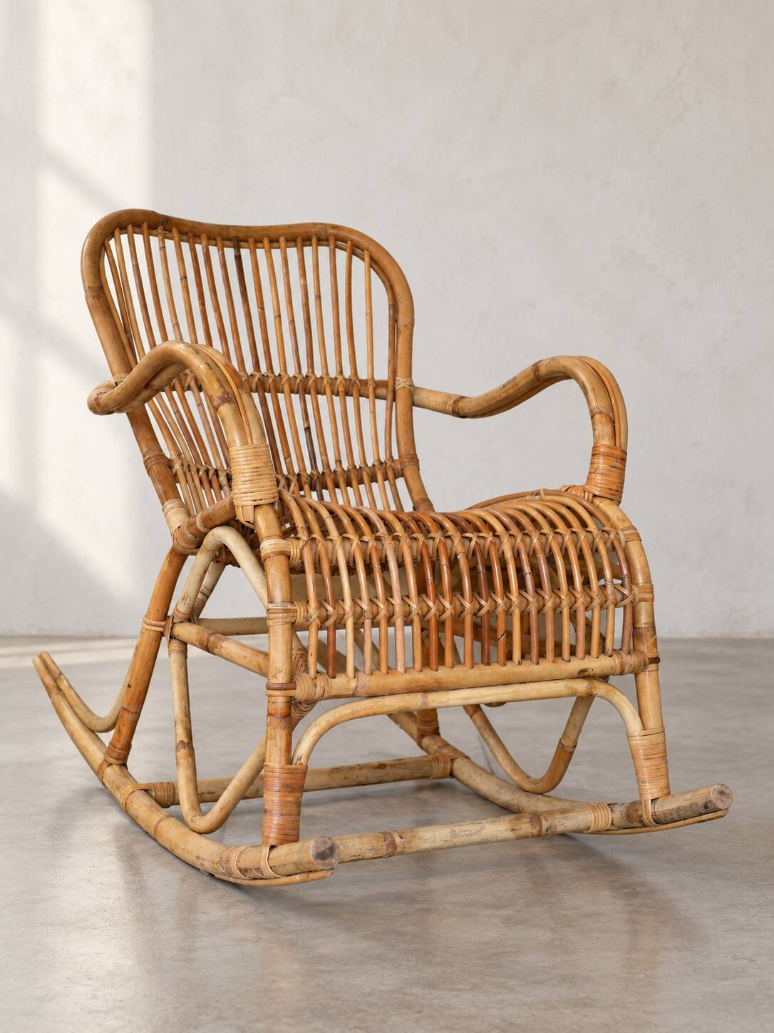1970s rattan rocking chair