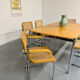 Large table design USM Haller wooden top and chrome structure