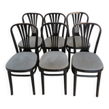 SET of 6 Vintage Black Wooden Dining Chairs by STOL Kamnik 1970s