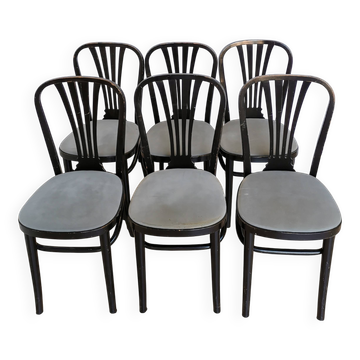 Lot de 6 chaises de salle à manger vintage en bois noir par STOL Kamnik, années 1970
