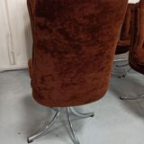 Set of 6 chrome velvet bucket chairs from the 70s