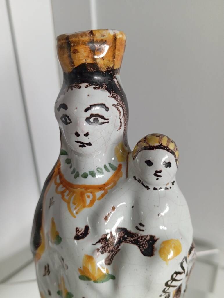 Virgin and Child in polychrome earthenware, 18th century, Nevers
