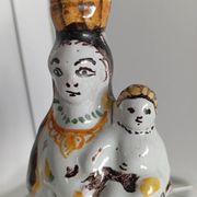 Virgin and Child in polychrome earthenware, 18th century, Nevers