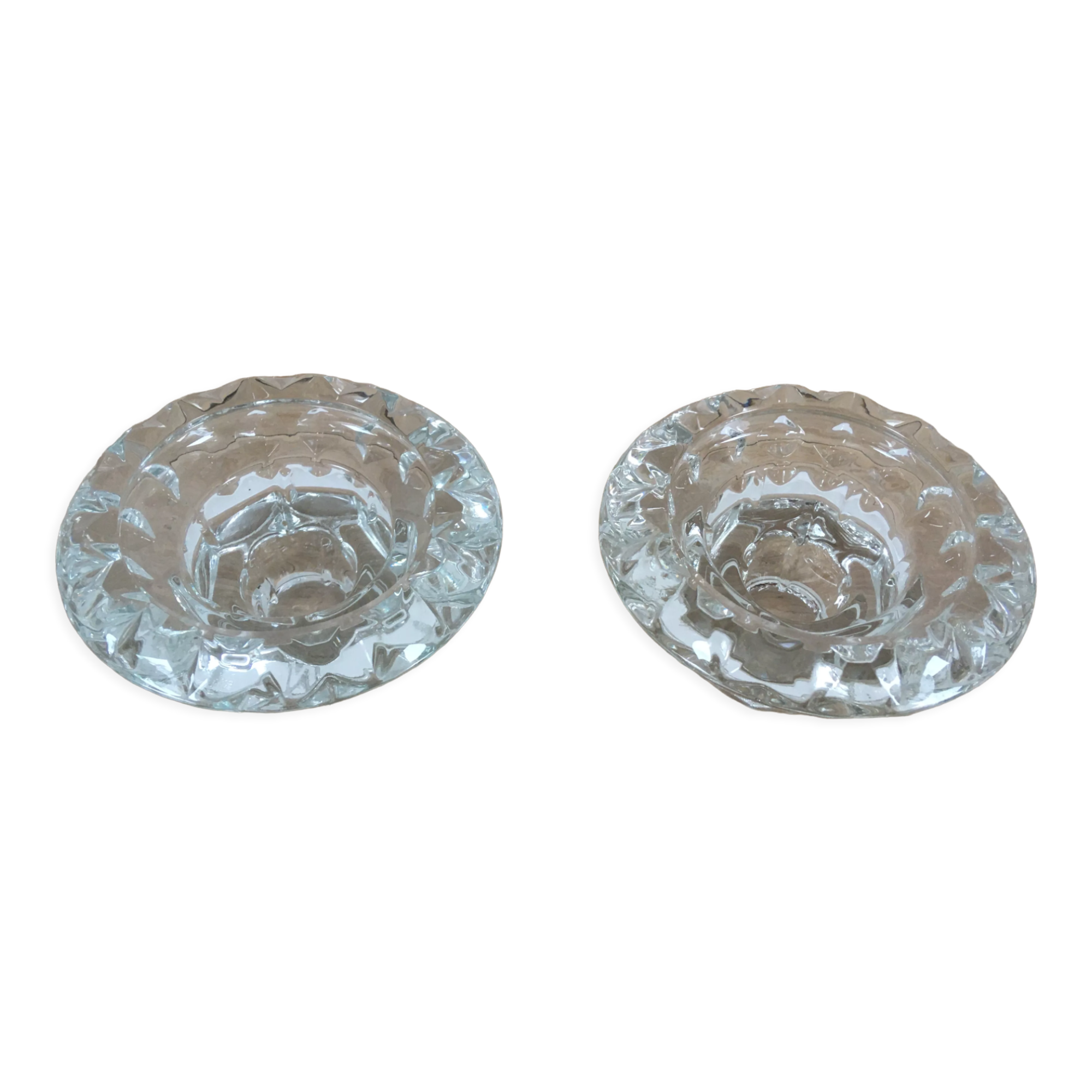 Pair of vintage glass candle holders