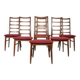 Lot de 6 chaises de salle à manger en teck de design danois des années 1960 par Nils Koefoed – Modèle LIS