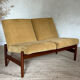 Banquette scandinave vintage velours jaune