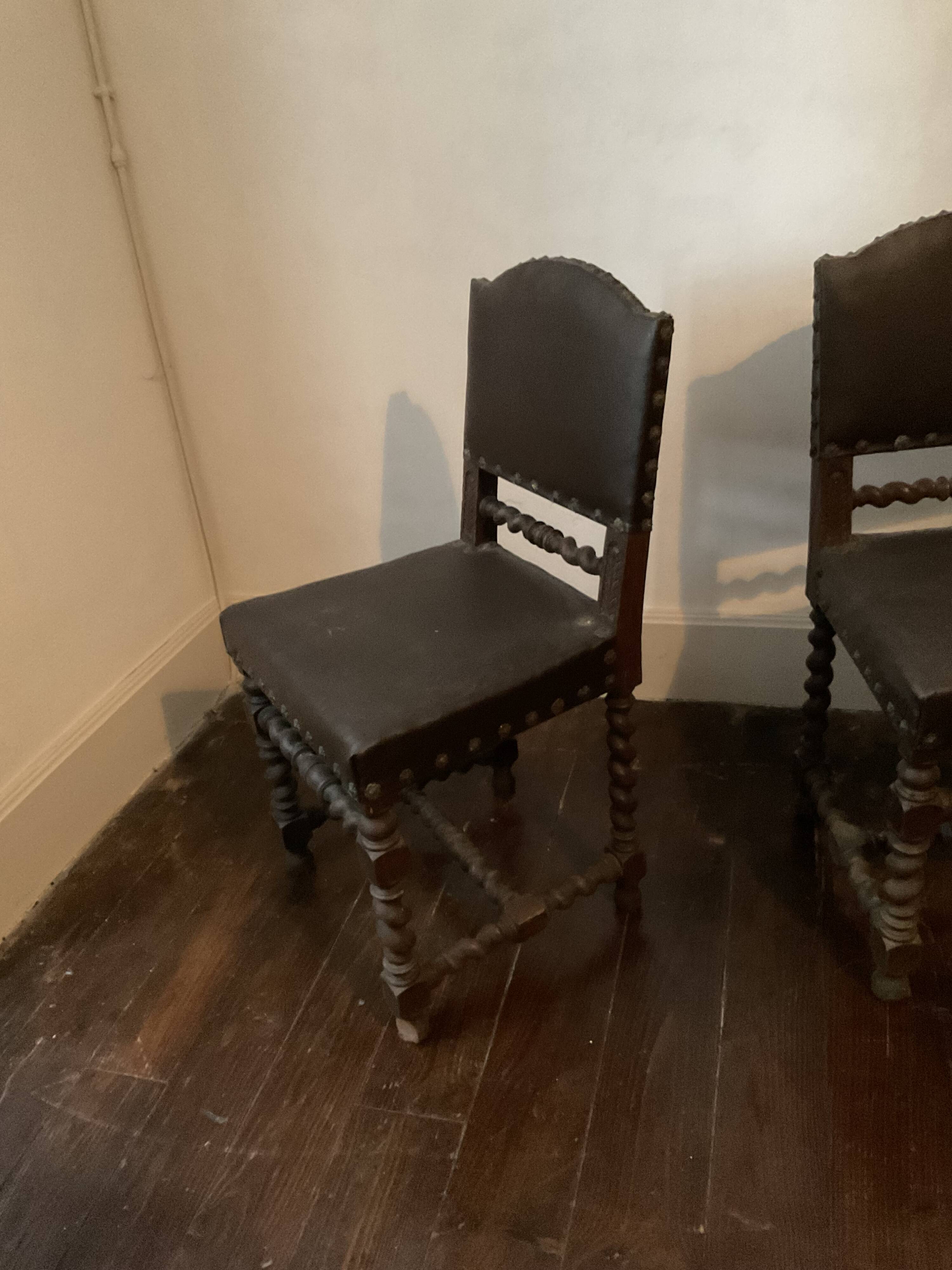 Pair of Louis XIII style oak chairs