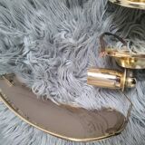 Set of 2 wall lights in gilded brass and opaline glass
