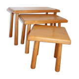 3 light beech nesting tables Meubelfabriek Oisterwijk