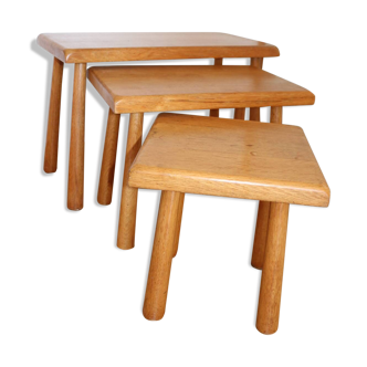 3 tables gigogne hêtre clair Meubelfabriek Oisterwijk