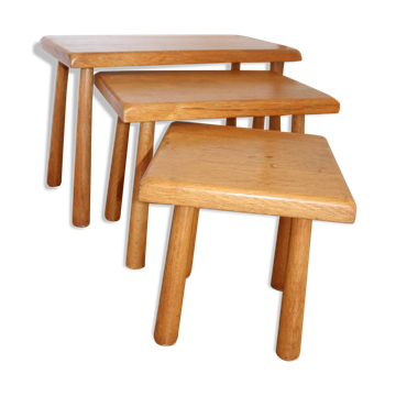 3 tables gigogne hêtre clair Meubelfabriek Oisterwijk