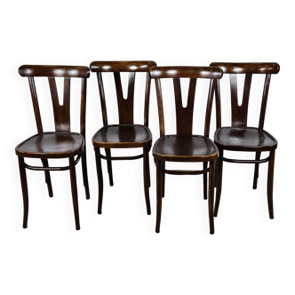 Set of four Viennese chairs in bent beech for the 1920s dining room