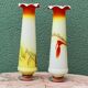 Pair of blown glass Murano collared vases
