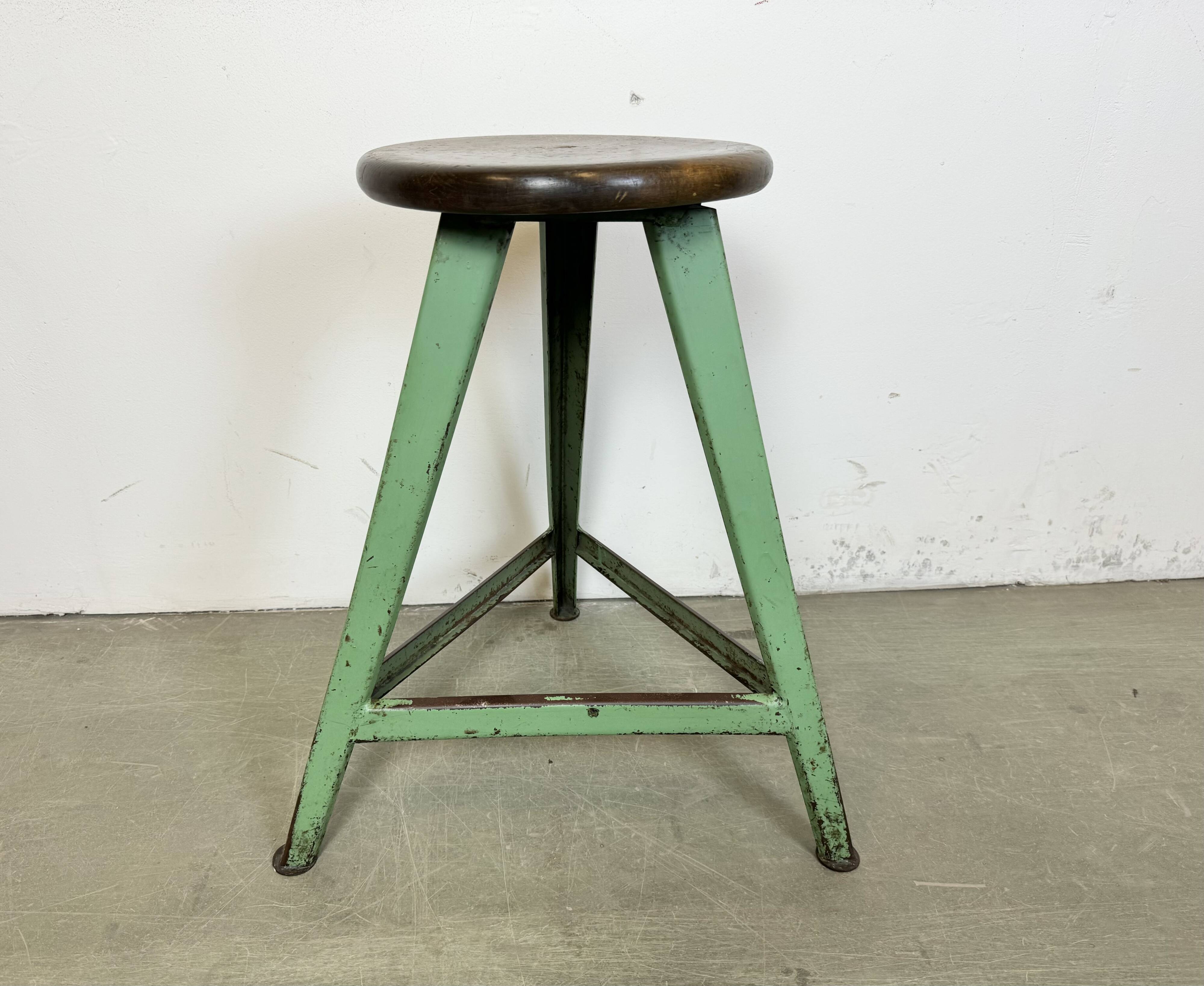 Green Industrial Workshop Stool, 1960s