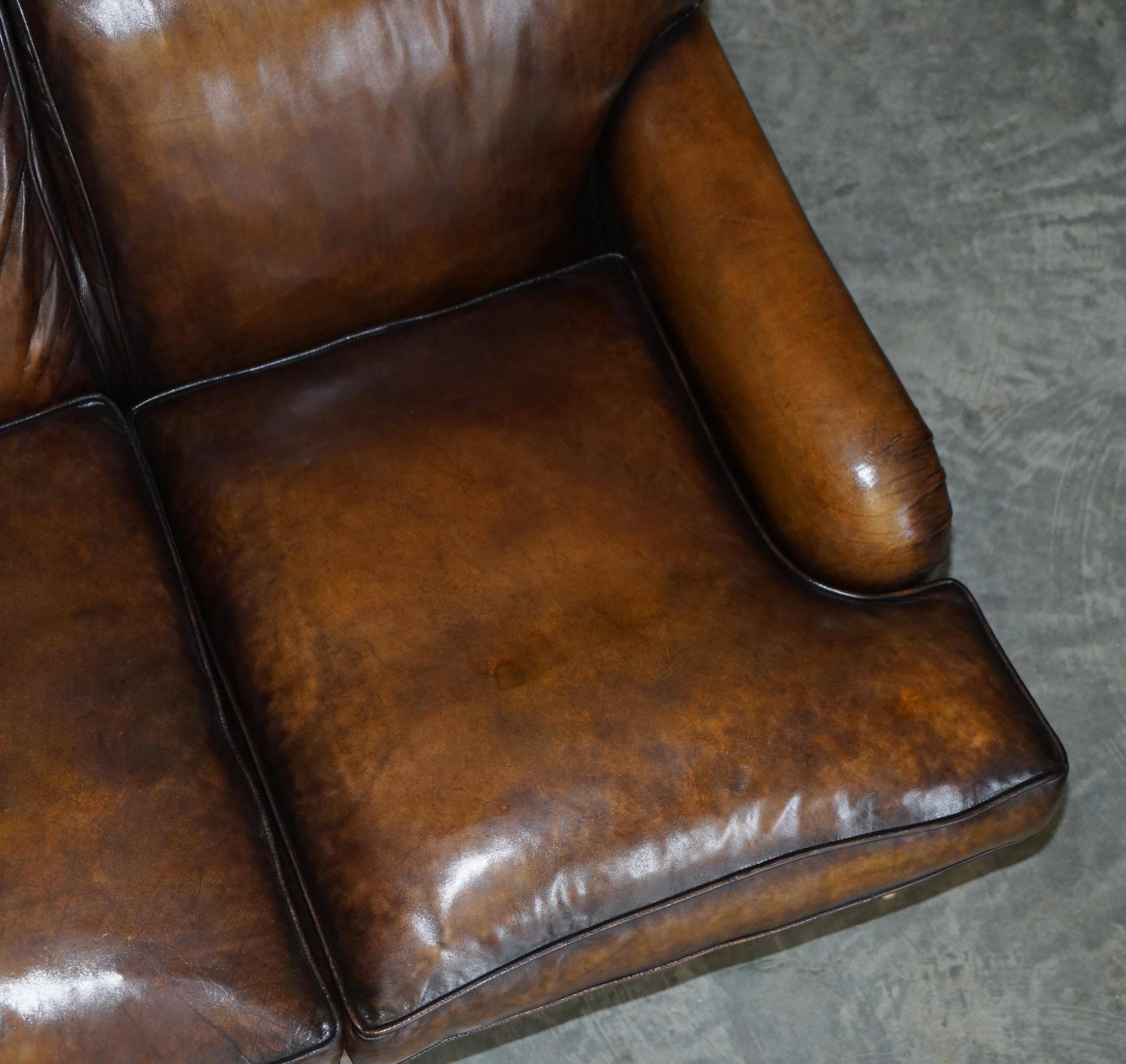 Howard & Son leather canapé, restored vintage, 3-seater