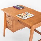 Vintage oak desk. Compass legs with drawers. France, 1950s