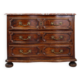 18th century walnut chest of drawers with red marble top