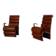 Pair of sculptural cognac leather armchairs, 1970s
