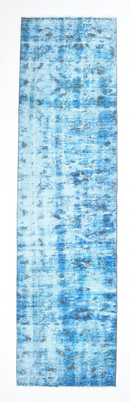 2x9 di̇stressed blue oushak runner rug, 282x75cm