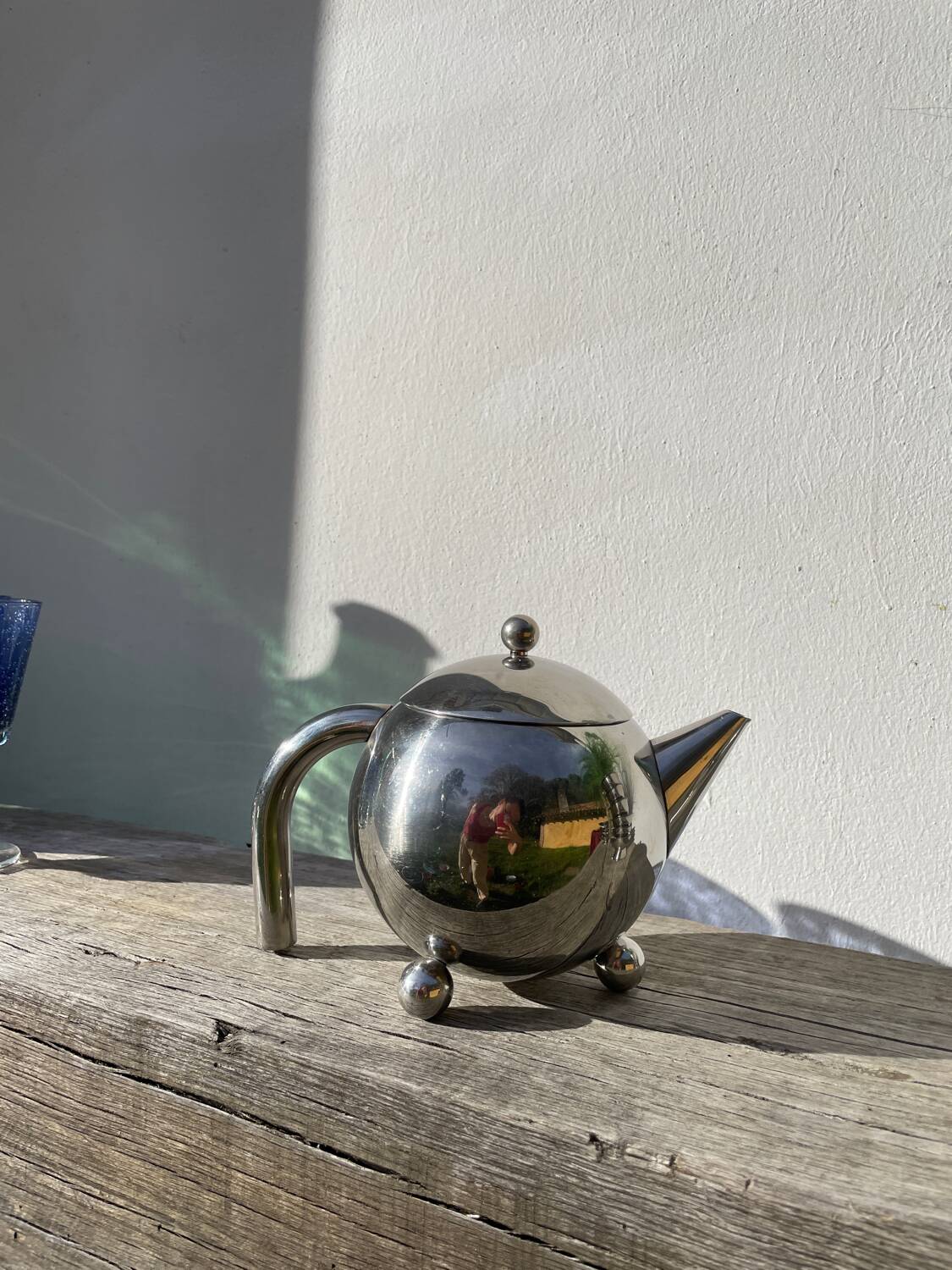1960s Atomic Stainless Steel Teapot