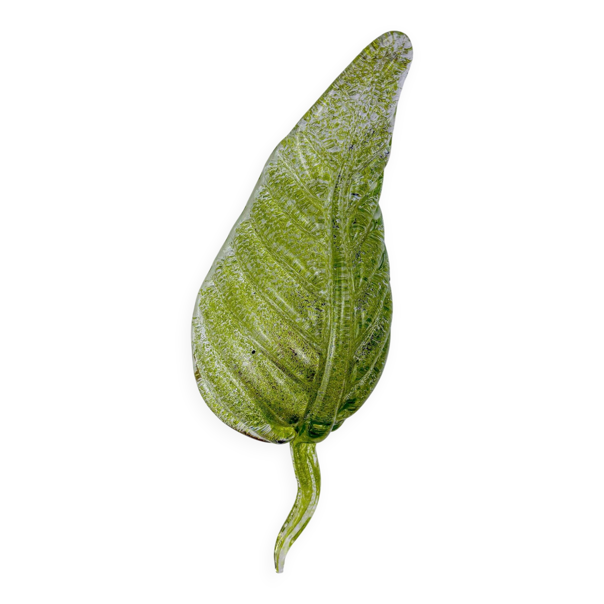 Barovier & Toso leaf-shaped wall sconce, green Murano glass, Italy, 1960s