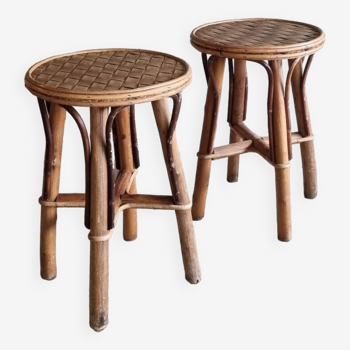 Pair of vintage chestnut stools