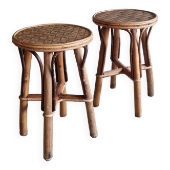 Pair of vintage chestnut stools