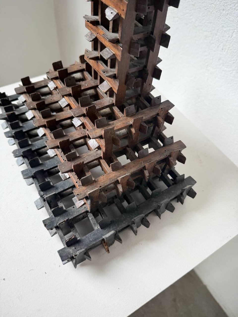 Crucifix sculpture Tramp Art 1900