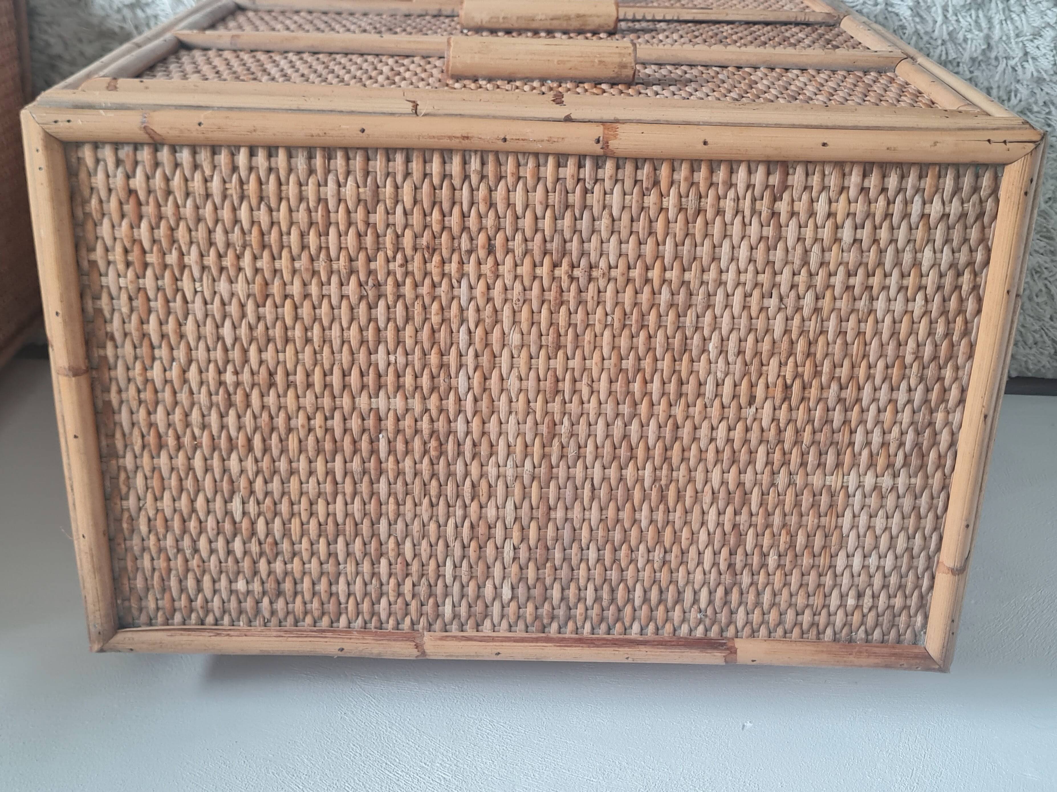 Pair of rattan bedside tables circa the 1970s.