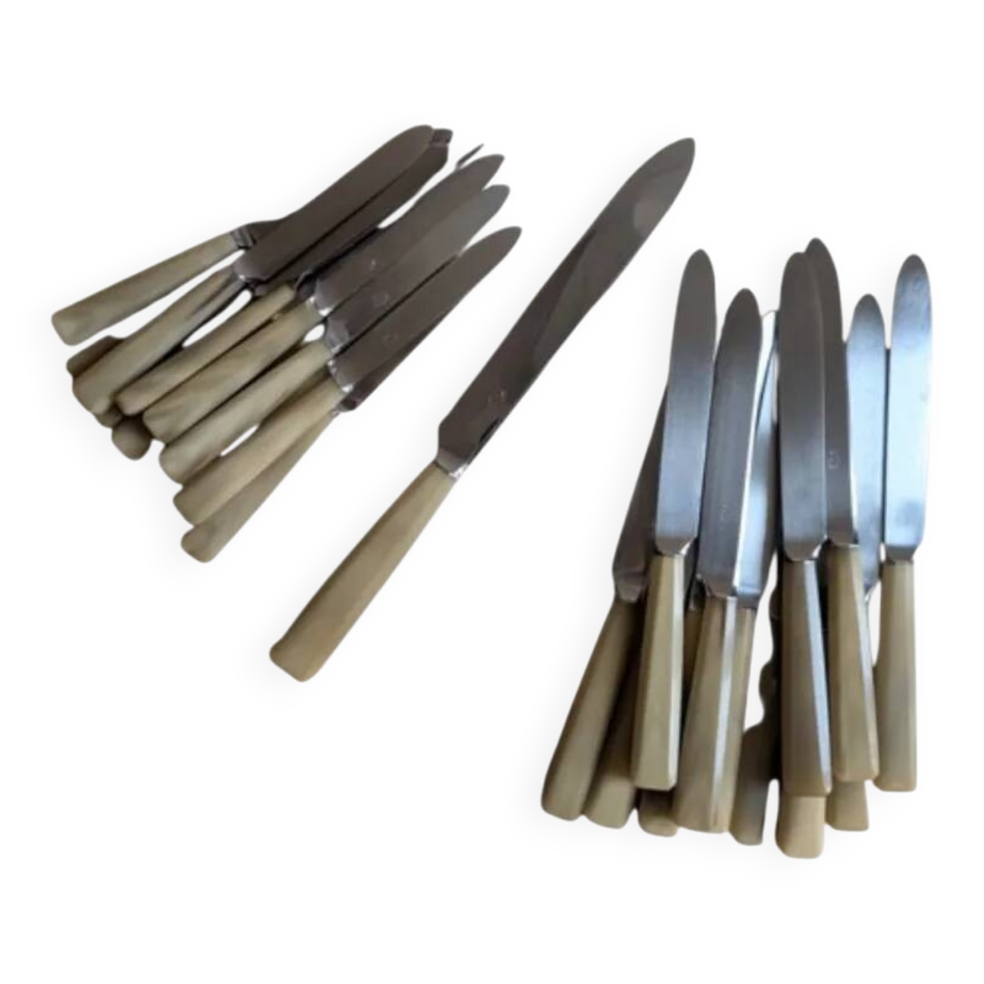 Set of 25 horn and stainless steel knives