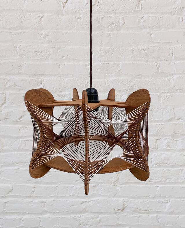 Hanging wood and stretched wire