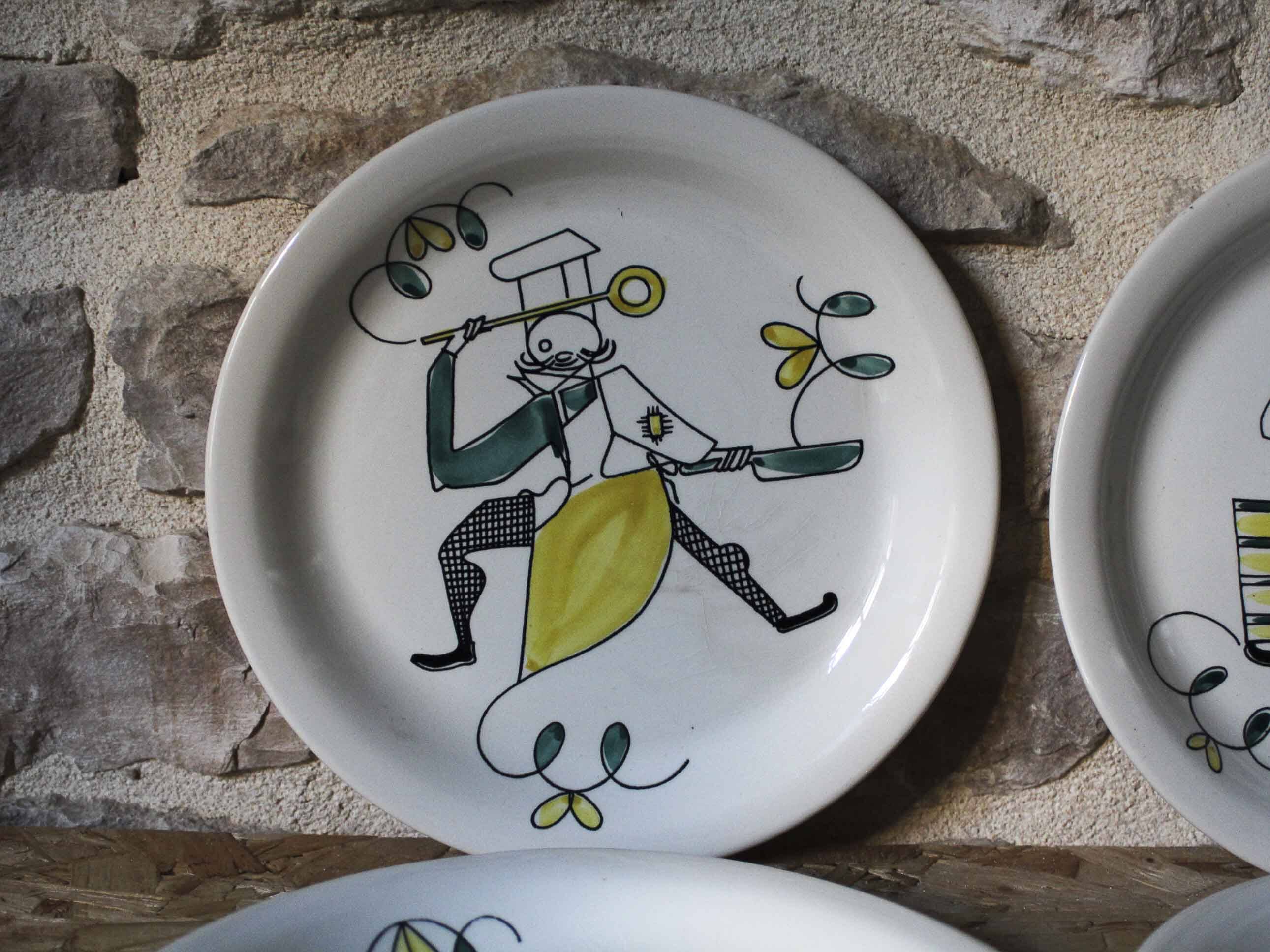 Lot de 6 assiettes en céramique Stavangerflint Norvège