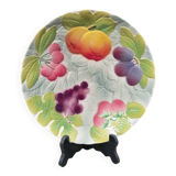 Plat à gâteau / coupe fruit faience barbotine de St Clement