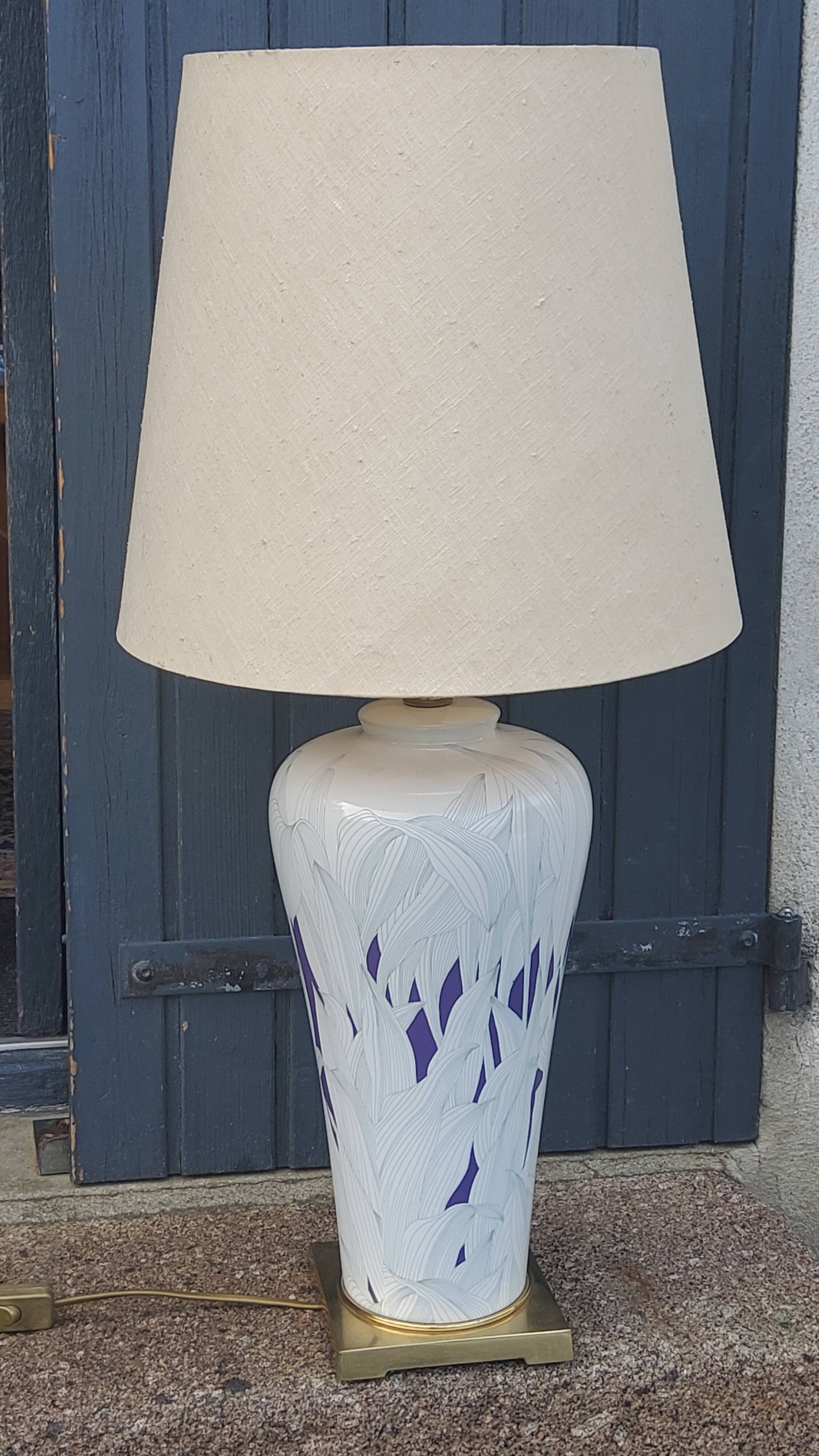 Lamp from the house Le Dauphin in ceramic and gilded brass