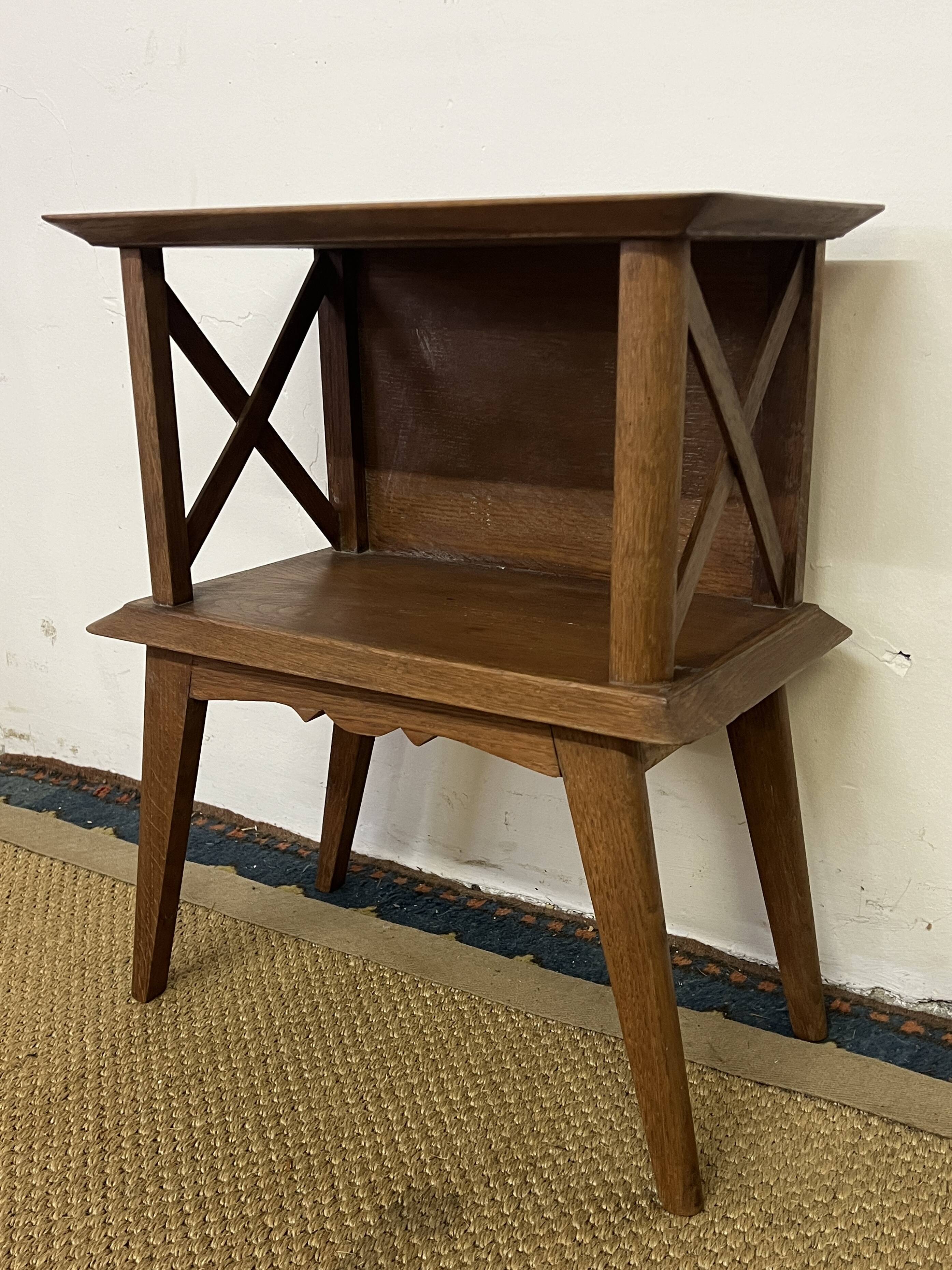 Bedside table with lattices, vintage compass legs
