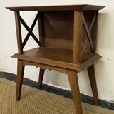 Bedside table with lattices, vintage compass legs