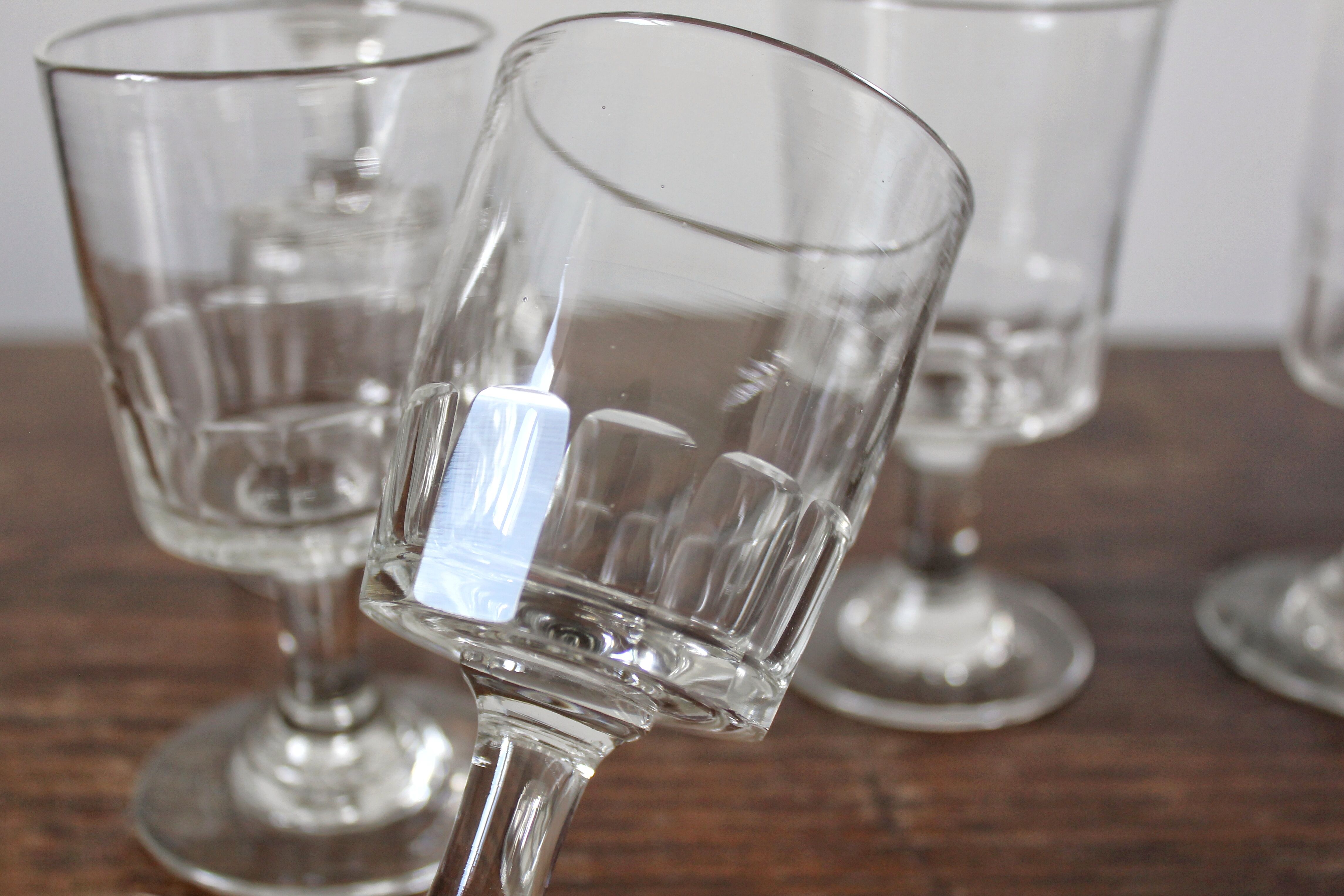 6 antique white wine glasses in blown glass late nineteenth century