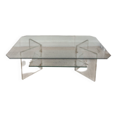 Table basse en Plexiglas et verre vintage 