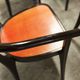 Table and 6 armchairs Baumann Diese, design Pagnon Pelhaître, Wenge color and red,