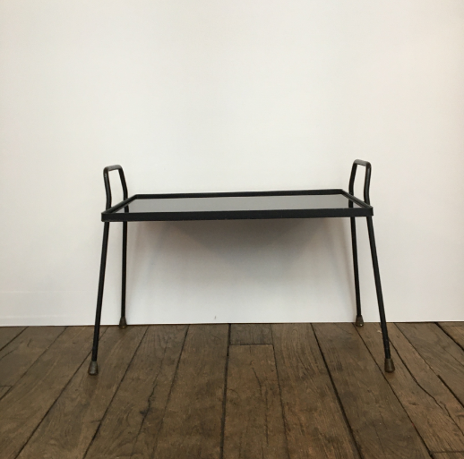Glass and metal auxiliary coffee table
