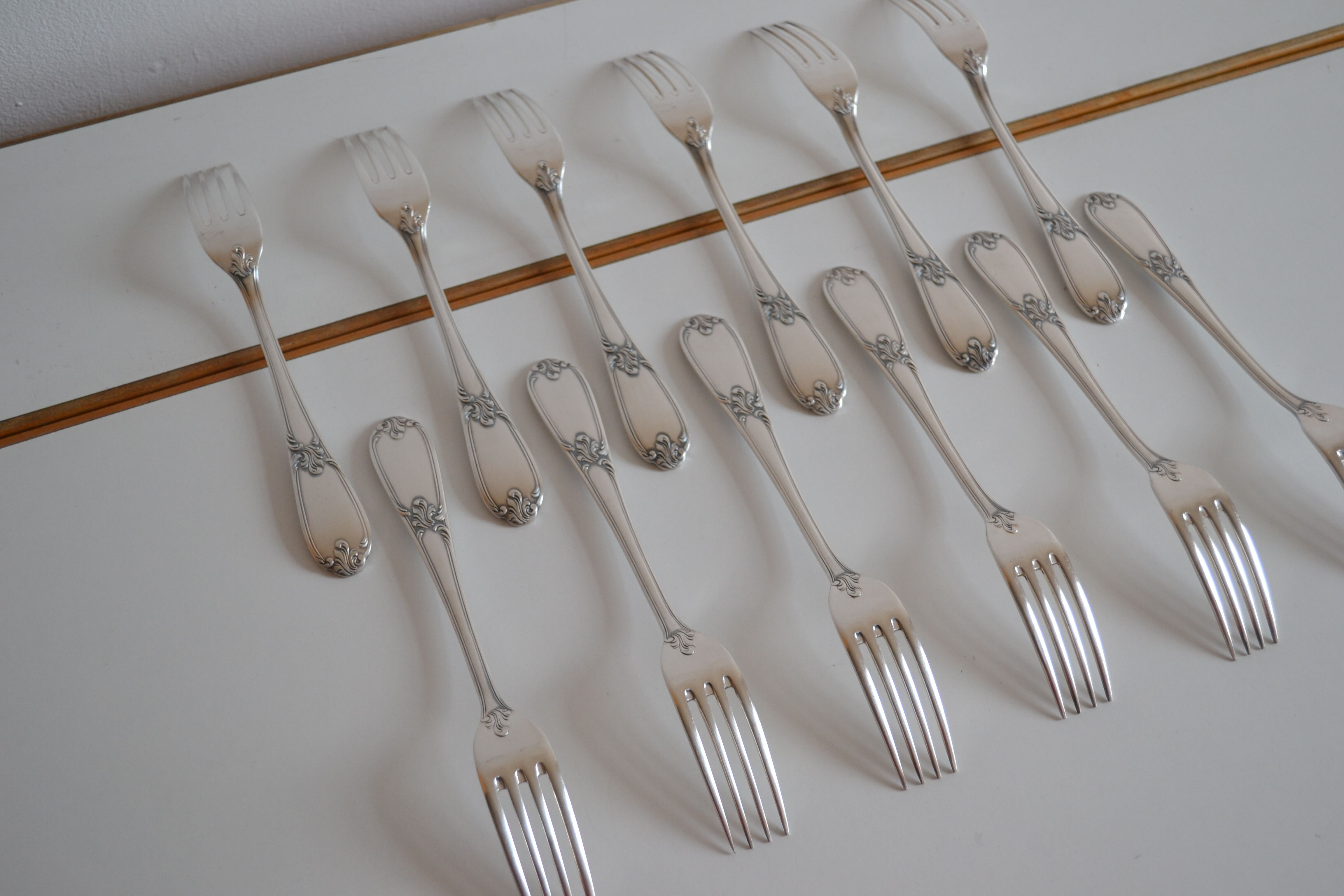 12 metal argente orfevre frionnet french table forks