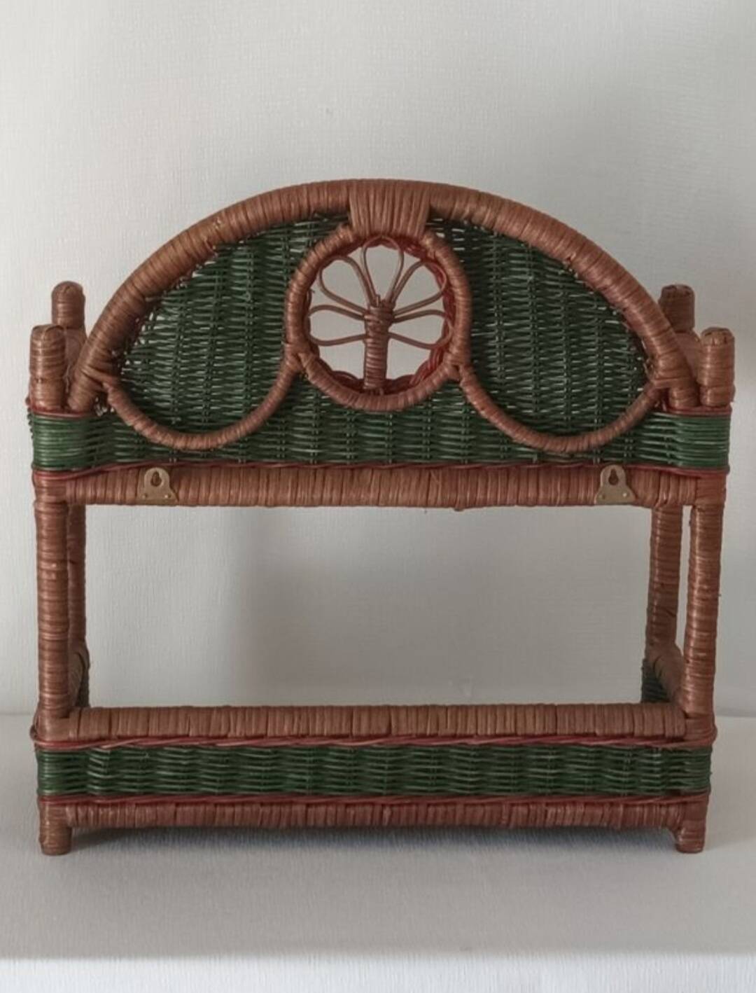 Vintage wicker wall shelf