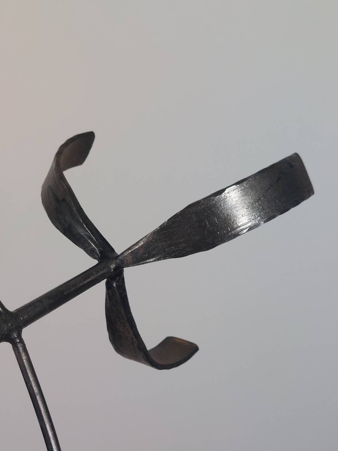 Vintage Swedish Menorah candle holder, hand-forged, in brutalist style.